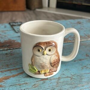 1981 Otagiri Double-sided Glazed Ceramic Owl Coffee Mug Tea Cup Vintage